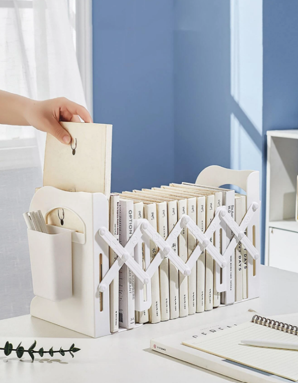 1pc Solid Color Bookend With 2pcs Pen Holder