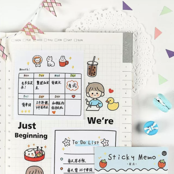 Sticky Note Weekly Plan with 30 sheets of paper, adhesive-backed
