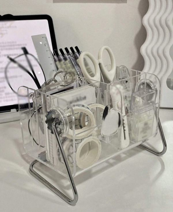 1pc Clear Stationery Storage Box, Simple Multi-purpose Desk Holder For Office, School, Student