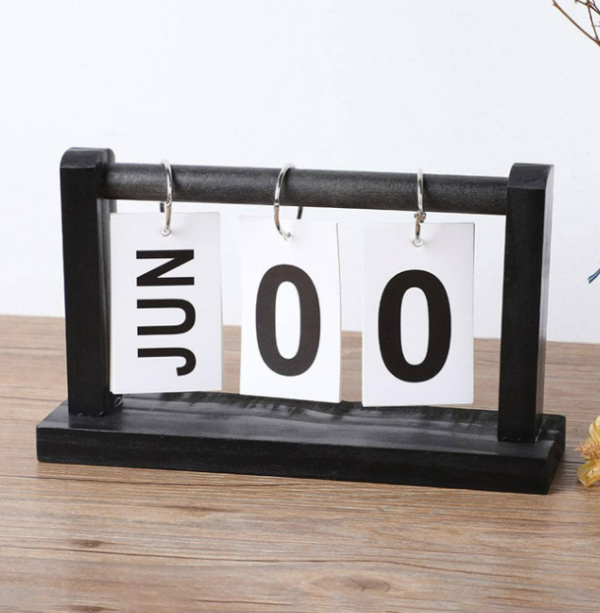 1pc Number & Letter Graphic Wooden Calendar, Creative Multi-purpose Desktop Calendar For Home, Office, Desk Decoration
