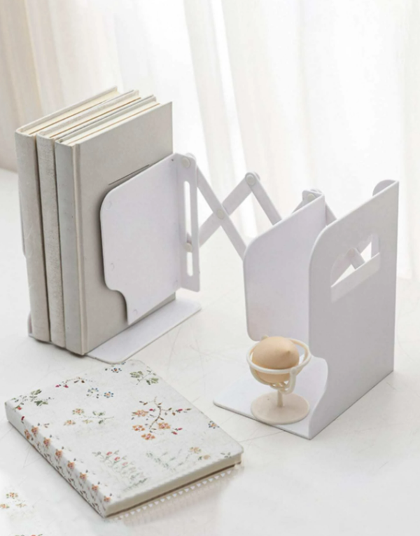 1pc Solid Color Bookend, Nordic White Adjustable Book Stopper For Office