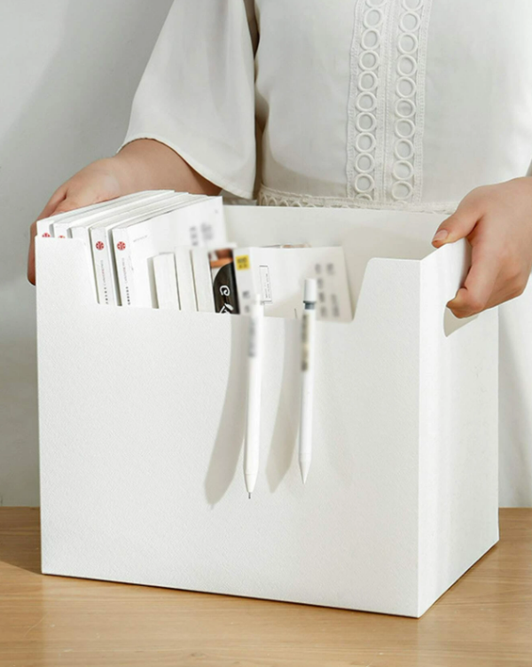 1pc Plain Book Storage Box, Simple White Plastic Book Box For Office