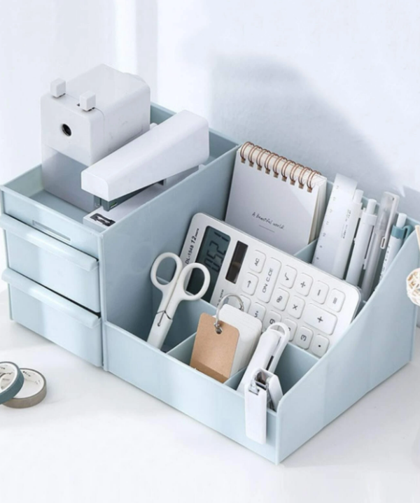 1pc Solid Color Stationery Storage Box, Simple Multi-purpose Desk Holder For Student Stationery Storage