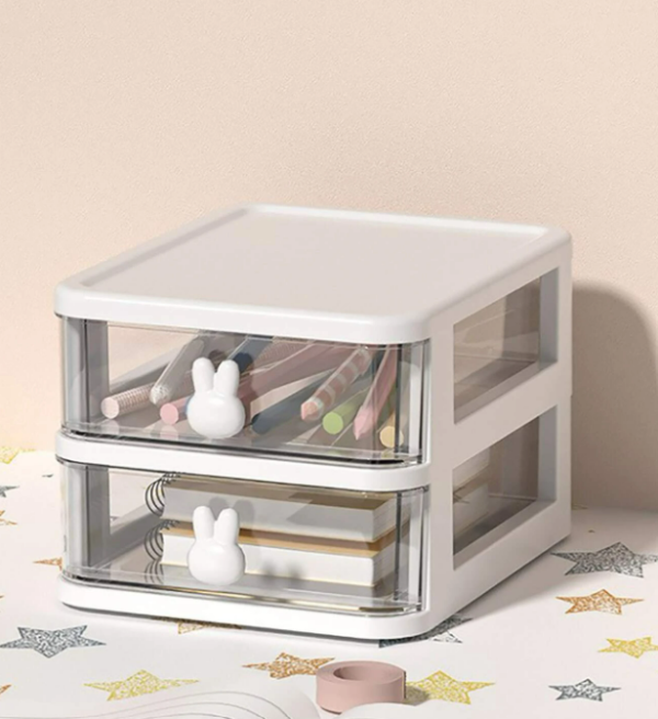 1pc 2 Layers Stationery Storage Box