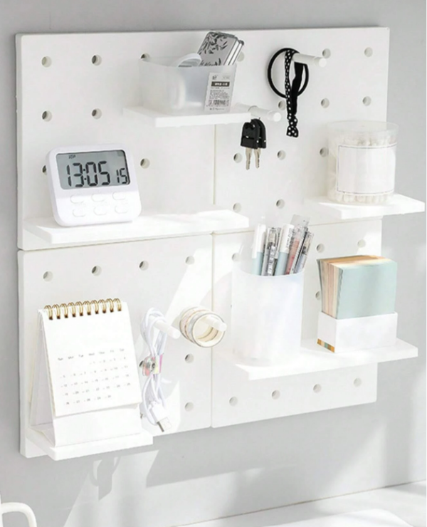 1pc Solid Color Stationery Storage Rack, Simple Self-adhesive Wall Mounted Holder For Office, School, Student