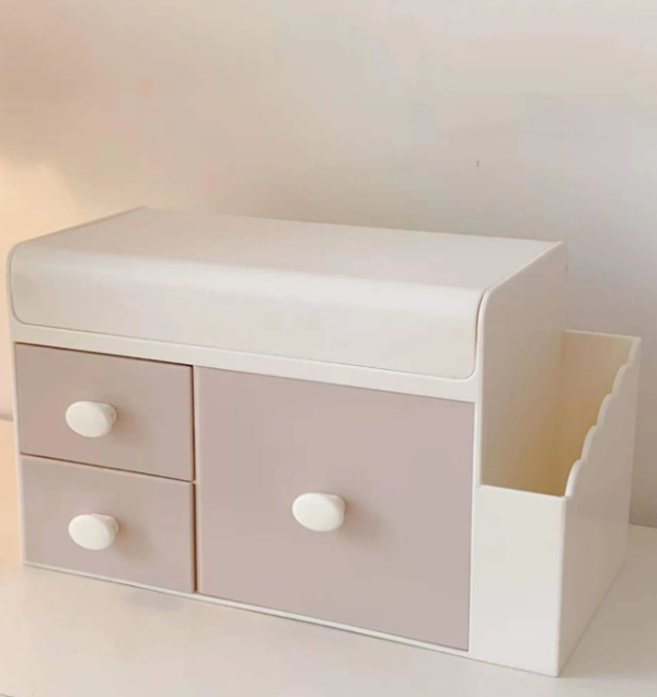 1pc Two Tone Stationery Storage Box, Simple Multi-grid Desk Holder For Student, Office Stationery Storage