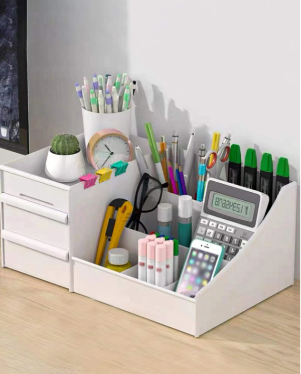 1pc Solid Stationery Storage Box, Simple Multi-Purpose Desk Holder For School Student, Office