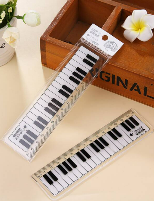 1pc 15cm Black & White Piano Design Ruler For Elementary School Students - Image 2