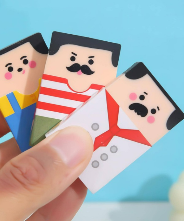 4pcs Cartoon Figure Graphic Eraser, Cartoon Cute Pencil Eraser For School Student - Image 3