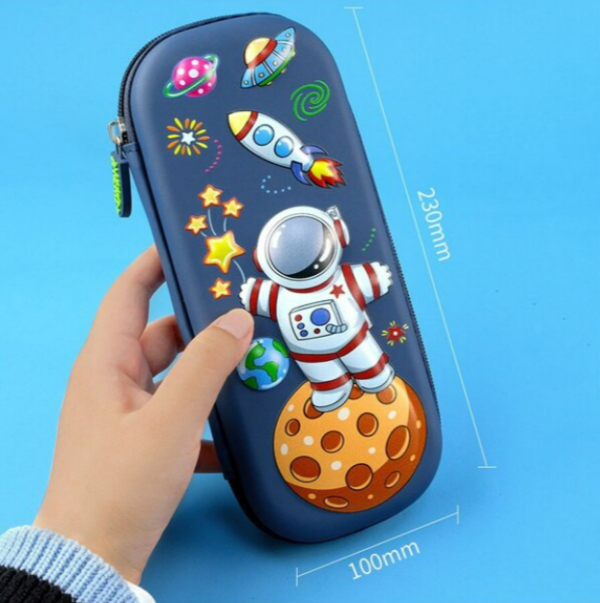 1pc Cartoon Astronaut Pattern Stationery Bag, Cute Portable Pen Bag For Student - Image 2