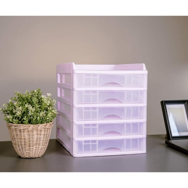 ตู้ลิ้นชัก 5 ชั้น พร้อมถาดบน A-109-1 สีม่วงพาสเทล