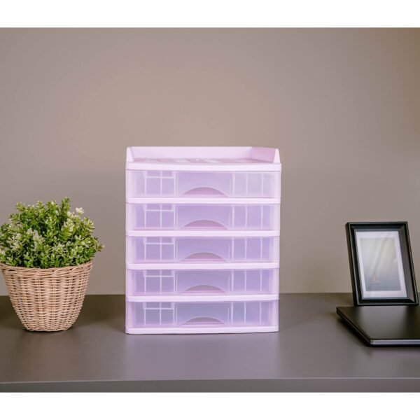 ตู้ลิ้นชัก 5 ชั้น พร้อมถาดบน A-109-1 สีม่วงพาสเทล - Image 2