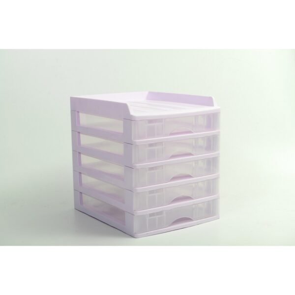 ตู้ลิ้นชัก 5 ชั้น พร้อมถาดบน A-109-1 สีม่วงพาสเทล - Image 3