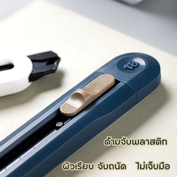คัตเตอร์คาร์บอน Deli มีดคัตเตอร์ 18mm คัตเตอร์พกพา ใบมีดคัตเตอร์ ตัดกระดาษ อุปกรณ์งานช่าง อุปกรณ์ตัด อุปกรณ์สำนักงาน